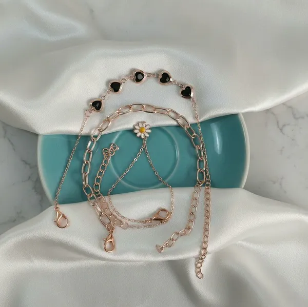 Rose_Gold_Tone_Layered_Heart_Daisy_Charm_Bracelet_Set_For_Women