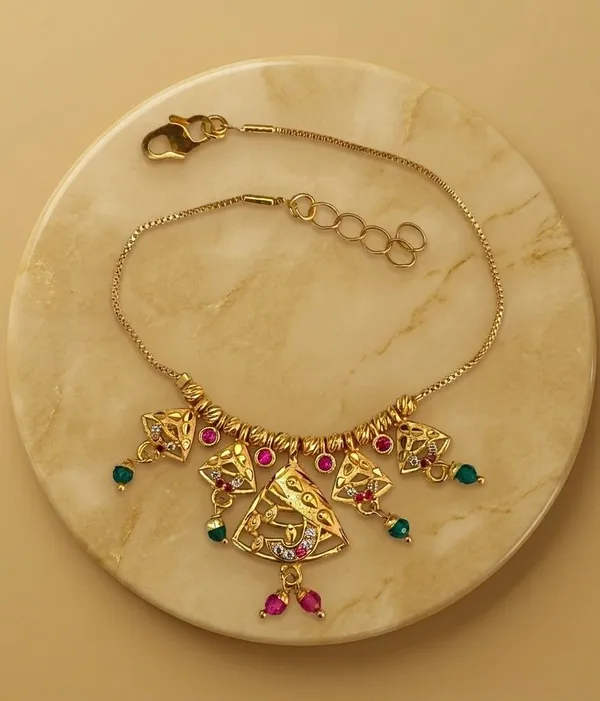 Gold_Tone_Pink_Green_Stone_Traditional_Necklace_For_Women