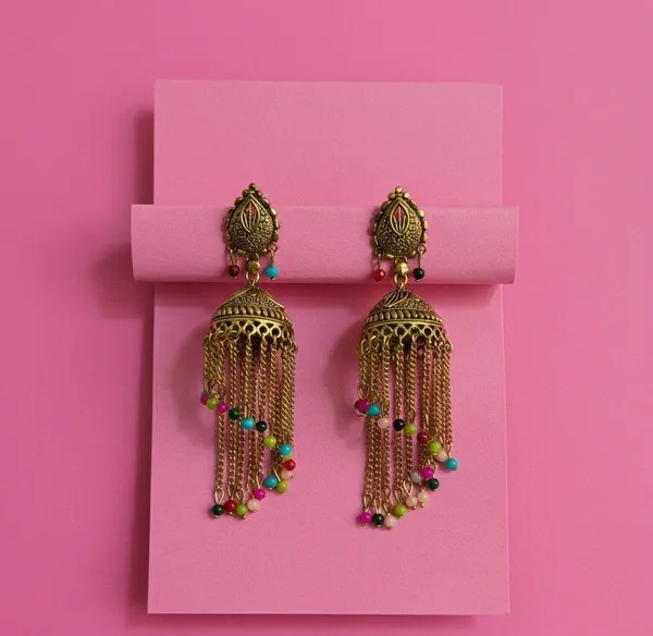 Gold_Tone_Multicolour_Beaded_Traditional_Jhumka_Earrings_For_Women