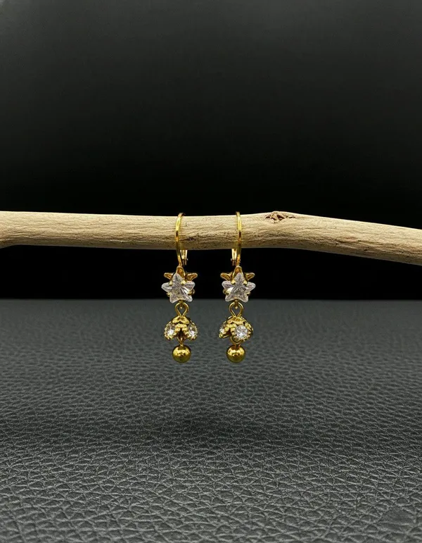 Gold_Tone_Floral_Bead_Drop_Earrings_For_Women