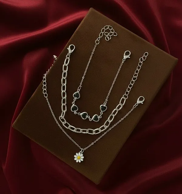 Silver_Tone_Layered_Heart_Floral_Pendant_Necklace_Set_For_Women