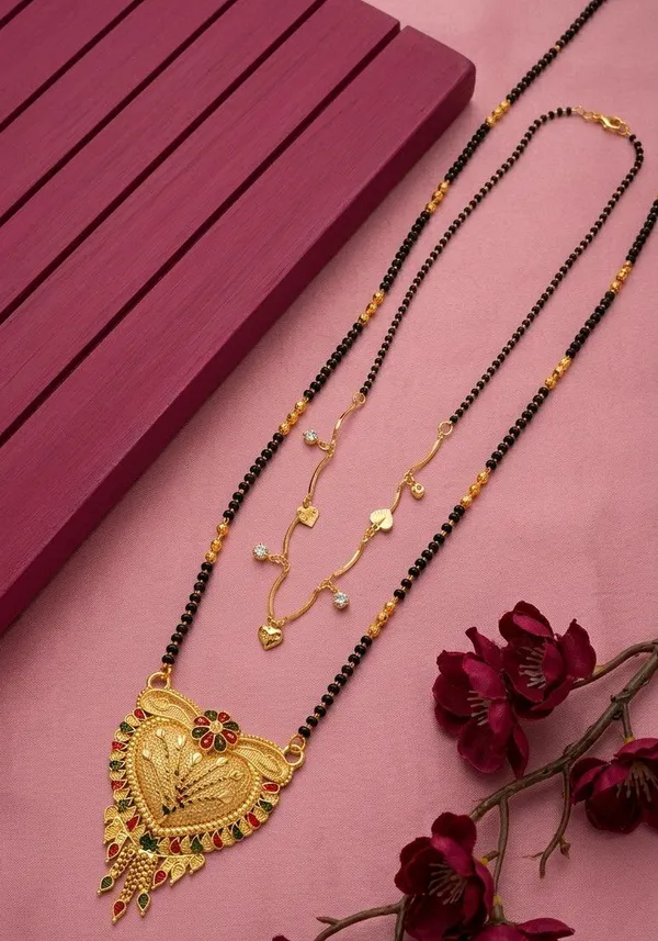 Black_Beaded_Gold_Tone_Floral_Mangalsutra_Necklace_For_Women