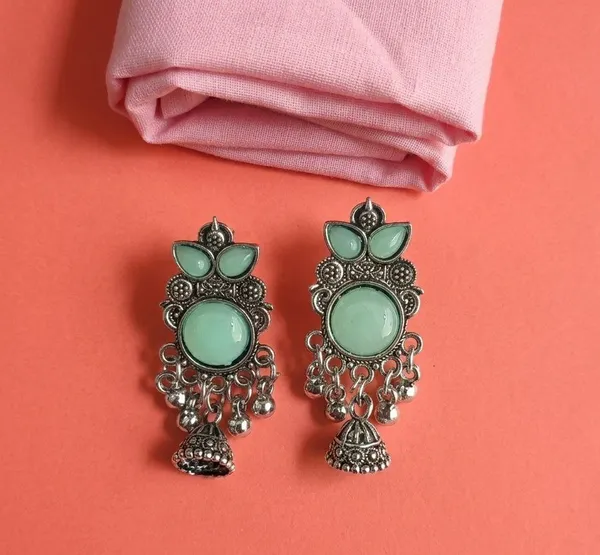 Green_Oxidised_Metal_Floral_Jhumka_Earrings_For_Women
