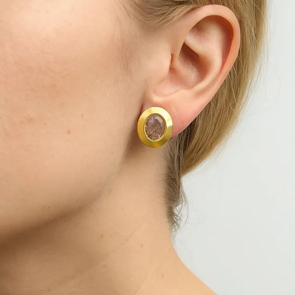 Gold_Tone_Round_Brown_Centre_Stud_Earrings_For_Women