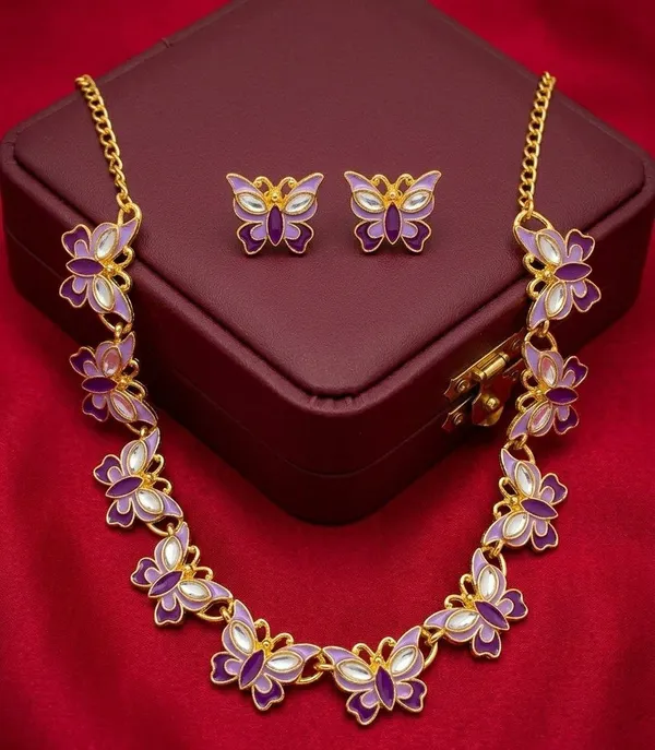 Purple_Gold_Tone_Floral_Necklace_And_Earrings_Set_For_Women