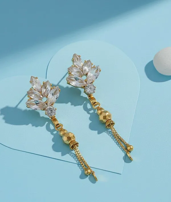 Gold_Tone_Floral_Dangle_Earrings_For_Women
