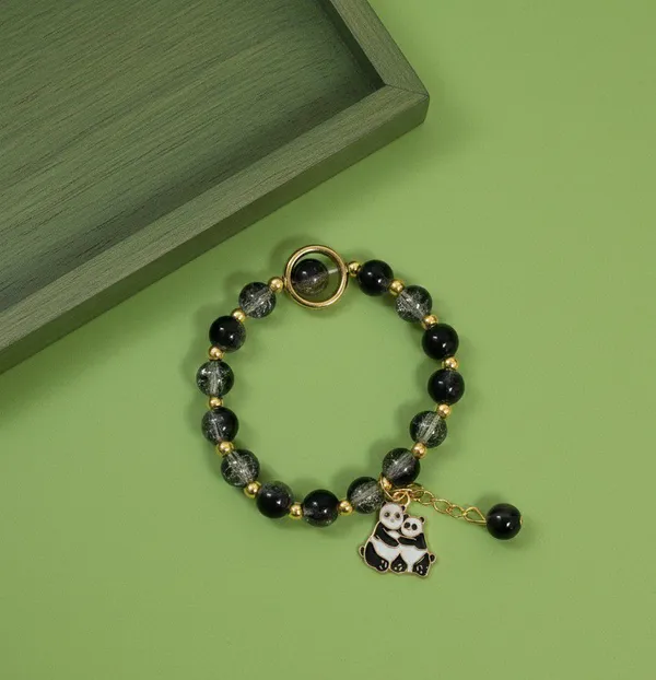Black_Beaded_Panda_Charm_Bracelet_For_Women