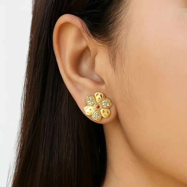 Gold_Plated_Floral_Stud_Earrings_For_Women