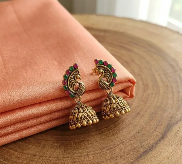Gold_Tone_Peacock_Stone_Jhumka_Earrings_For_Women