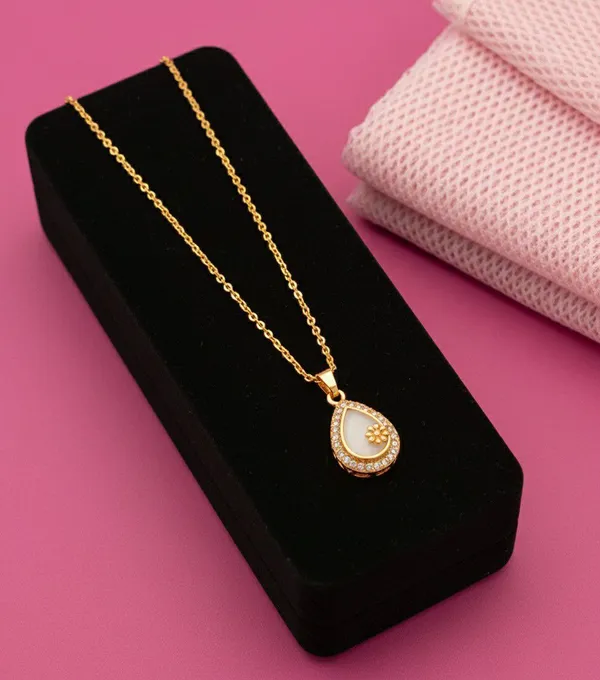 Gold_Tone_Teardrop_Stone_Floral_Pendant_Necklace_For_Women