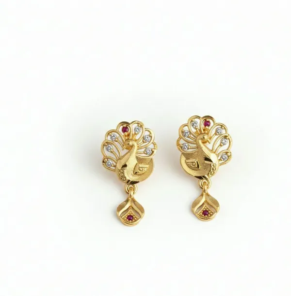 Gold_Tone_Peacock_Motif_Drop_Earrings_For_Women