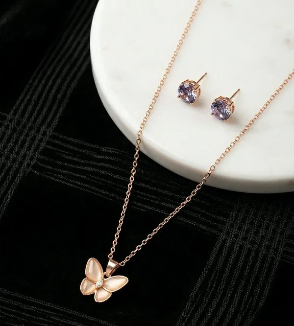 Rose_Gold_Butterfly_Pendant_Necklace_Earrings_Set_For_Women