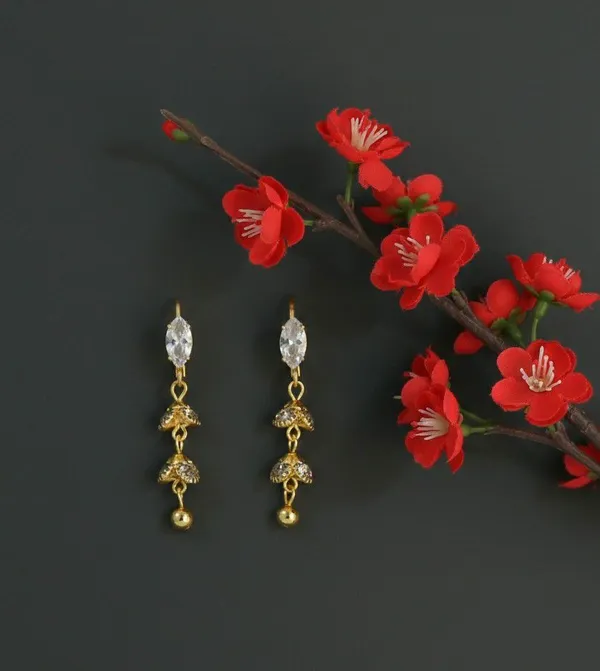 Gold_Tone_Marquise_Crystal_Floral_Drop_Earrings_For_Women