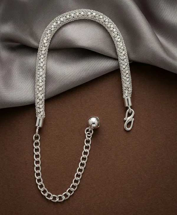 Silver_Tone_Mesh_Chain_Anklet_For_Women
