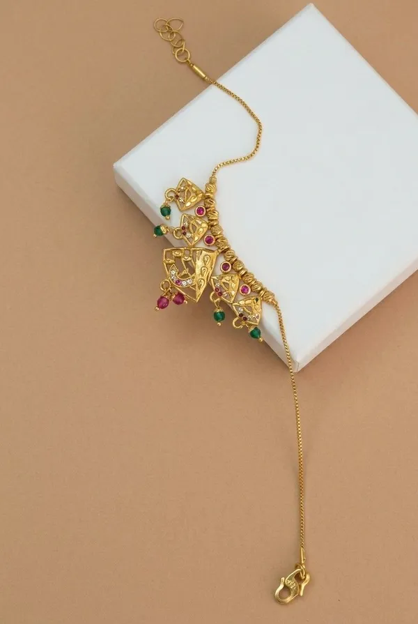 Gold_Tone_Pink_Green_Stone_Traditional_Necklace_For_Women
