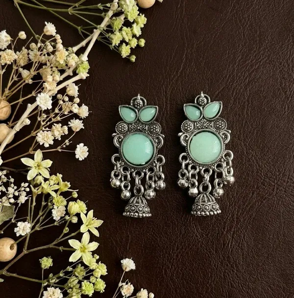 Green_Oxidised_Metal_Floral_Jhumka_Earrings_For_Women