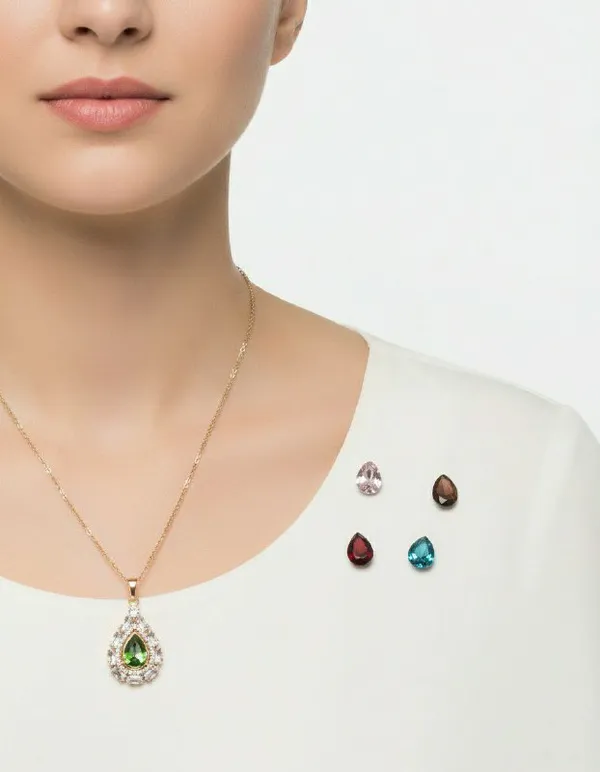 Gold_Tone_Green_Teardrop_Stone_Pendant_Necklace_Set_For_Women