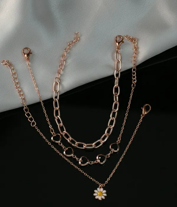 Rose_Gold_Tone_Layered_Heart_Daisy_Charm_Bracelet_Set_For_Women