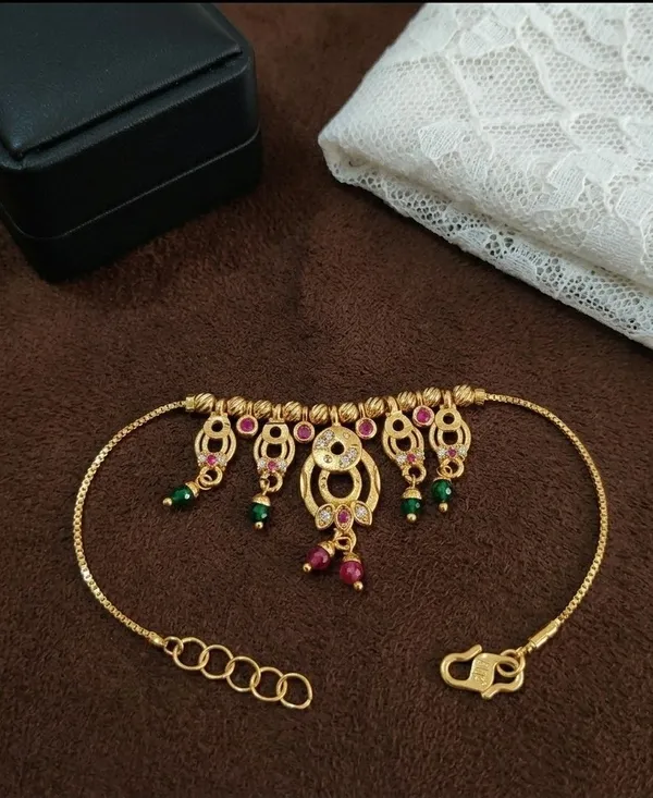 Gold_Tone_Temple_Green_Red_Stone_Pendant_Necklace_For_Women
