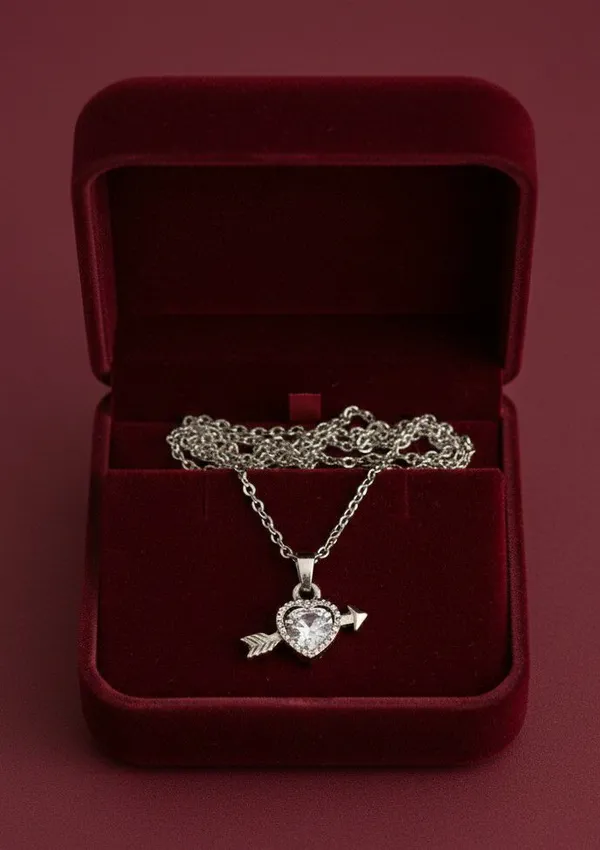 Silver_Tone_Heart_Arrow_Stone_Pendant_Necklace_For_Women