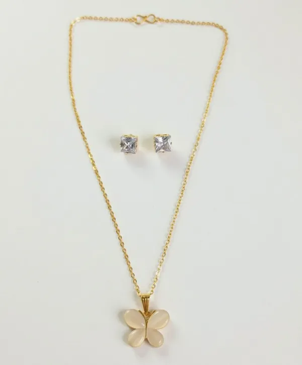 Gold_Tone_Butterfly_Pendant_Necklace_And_Earrings_Set_For_Women