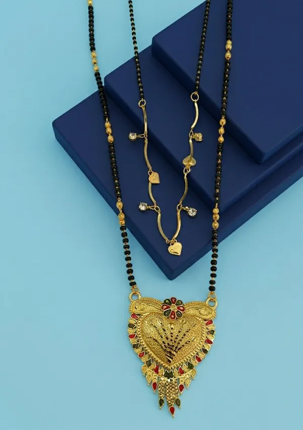Black_Beaded_Gold_Tone_Floral_Mangalsutra_Necklace_For_Women