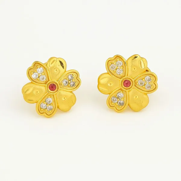 Gold_Plated_Floral_Stud_Earrings_For_Women