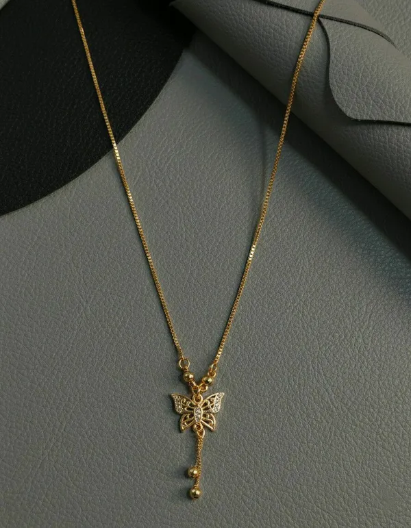 Gold_Tone_Butterfly_Stone_Drop_Pendant_Necklace_For_Women