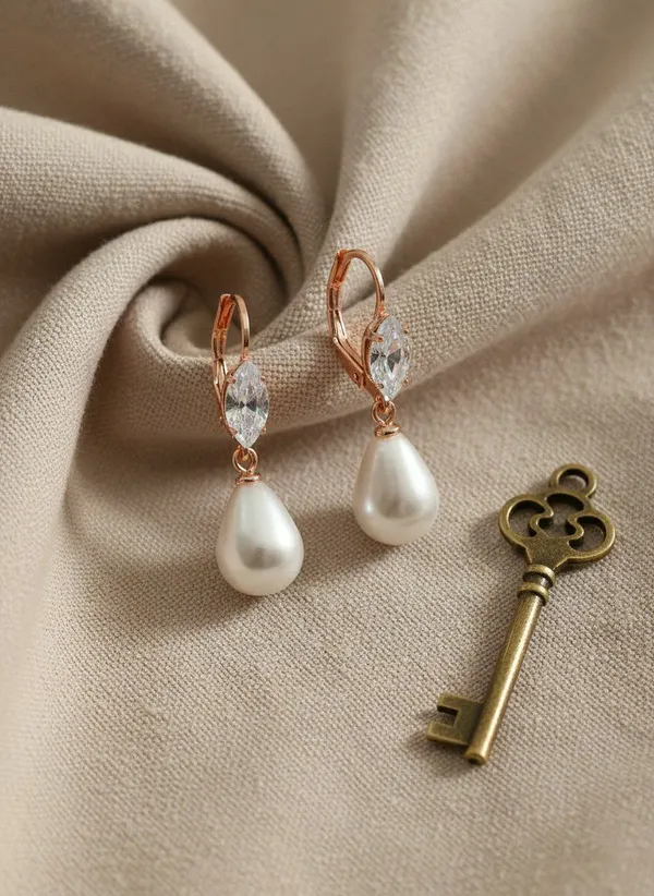 Rose_Gold_Crystal_Pearl_Teardrop_Drop_Earrings_For_Women