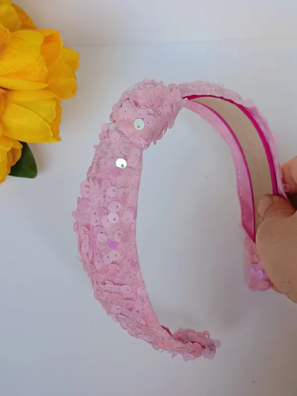 Pink_Sequin_Embellished_Fabric_Headband_For_Kids