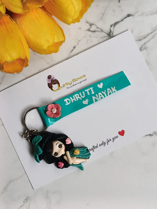 Turquoise_Leather_Personalized_Doll_Keychain_For_Kids