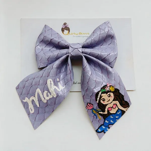 Lavender_Leather_Quilted_Bow_Hair_Accessory_For_Girls