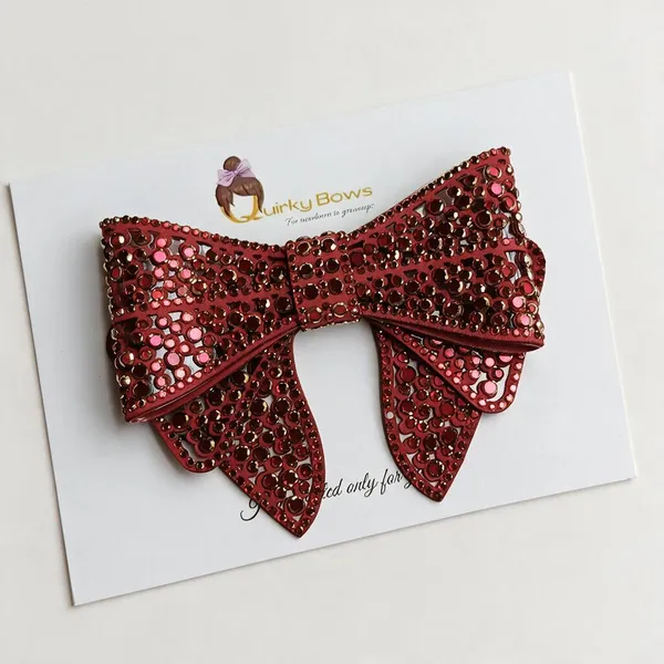 Red_Sequin_Layered_Bow_Hair_Accessory_For_Girls