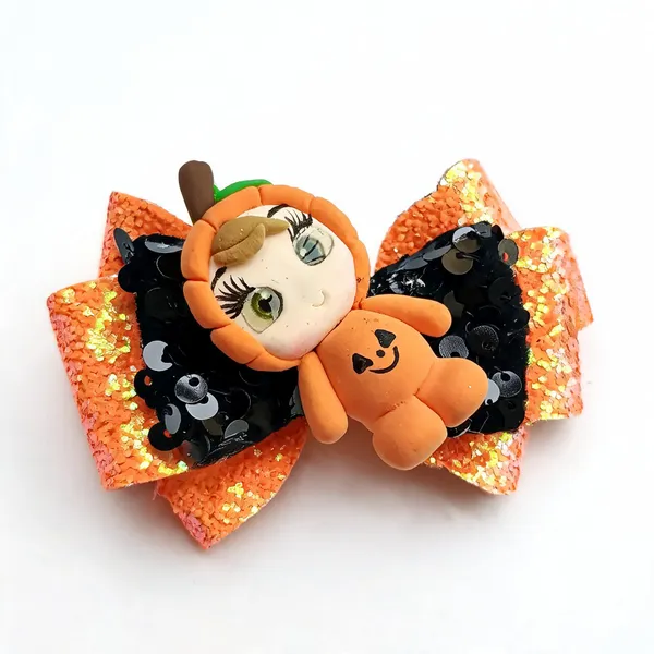 Orange_Sequin_Plush_Hair_Bow_For_Kids