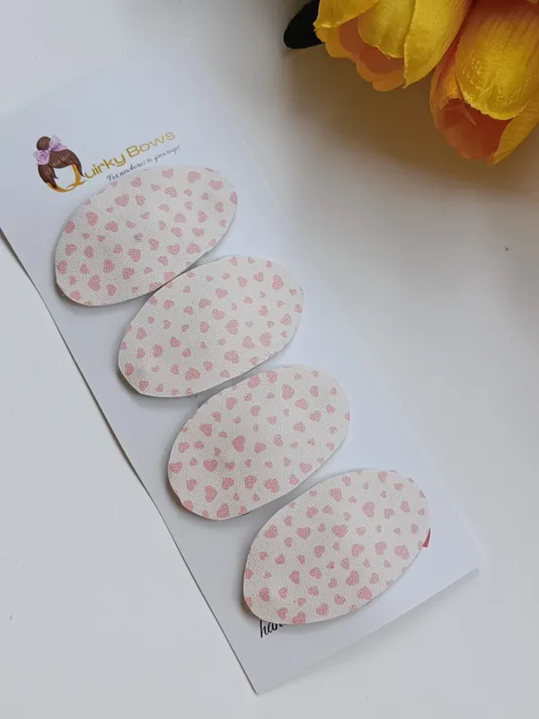 Pink_Leather_Printed_Oval_Hair_Clips_For_Girls_Set_of_4