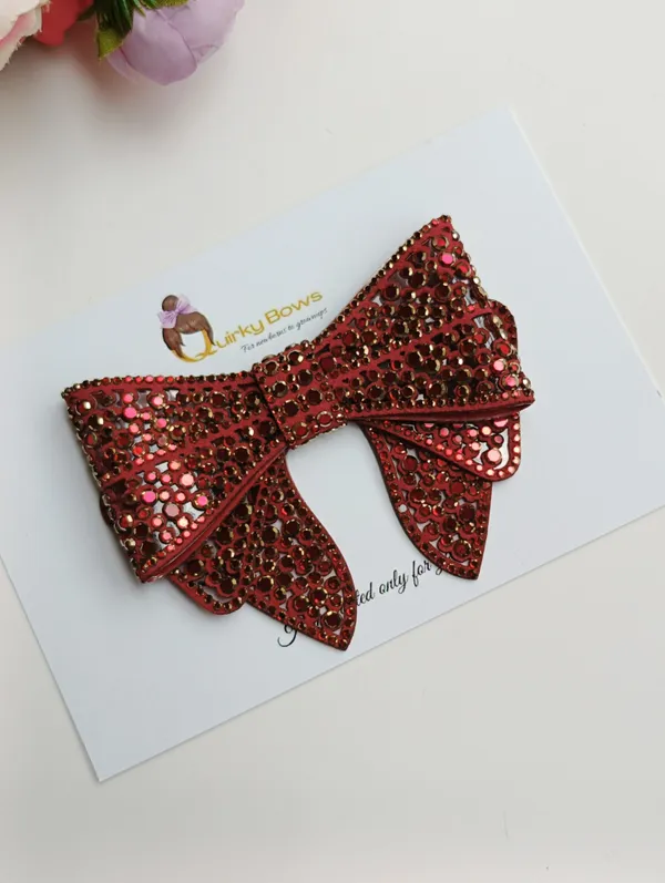 Red_Sequin_Layered_Bow_Hair_Accessory_For_Girls