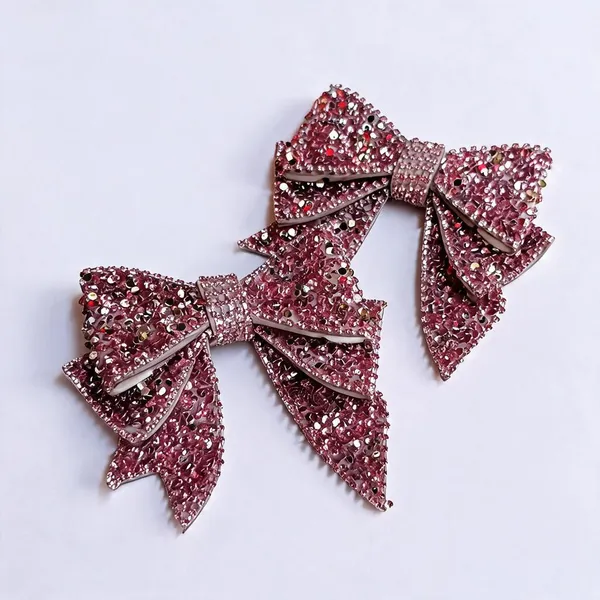Pink_Rhinestone_Embellished_Bow_Hair_Clips_For_Kids
