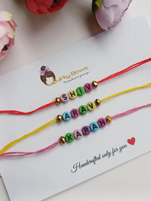 Multicolor_Thread_Alphabet_Bead_Personalised_Rakhi_Set_Pack_Of_2