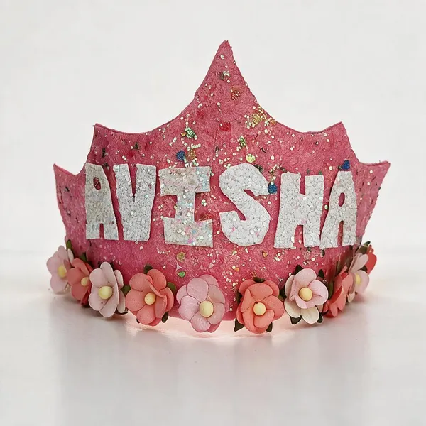 Pink_Glitter_Floral_Crown_For_Kids