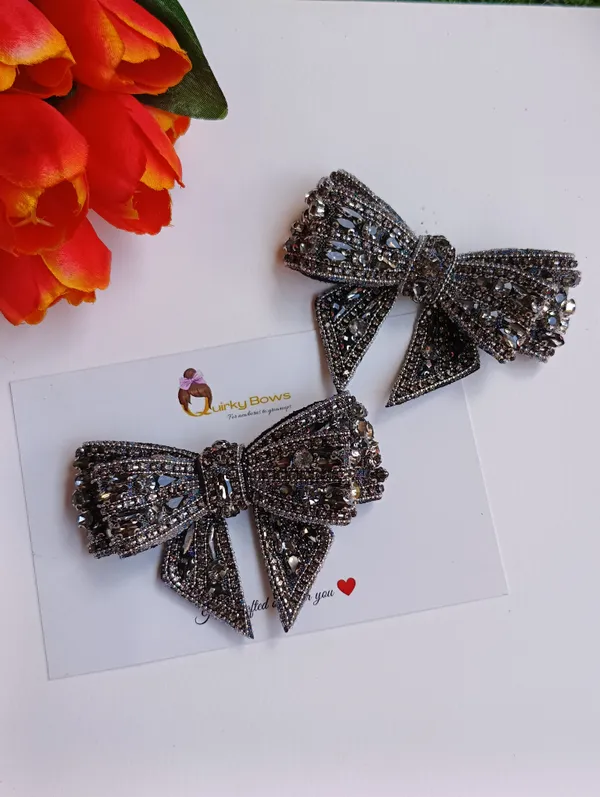 Black_Sequin_Stone_Embellished_Bow_Hair_Accessory_For_Women