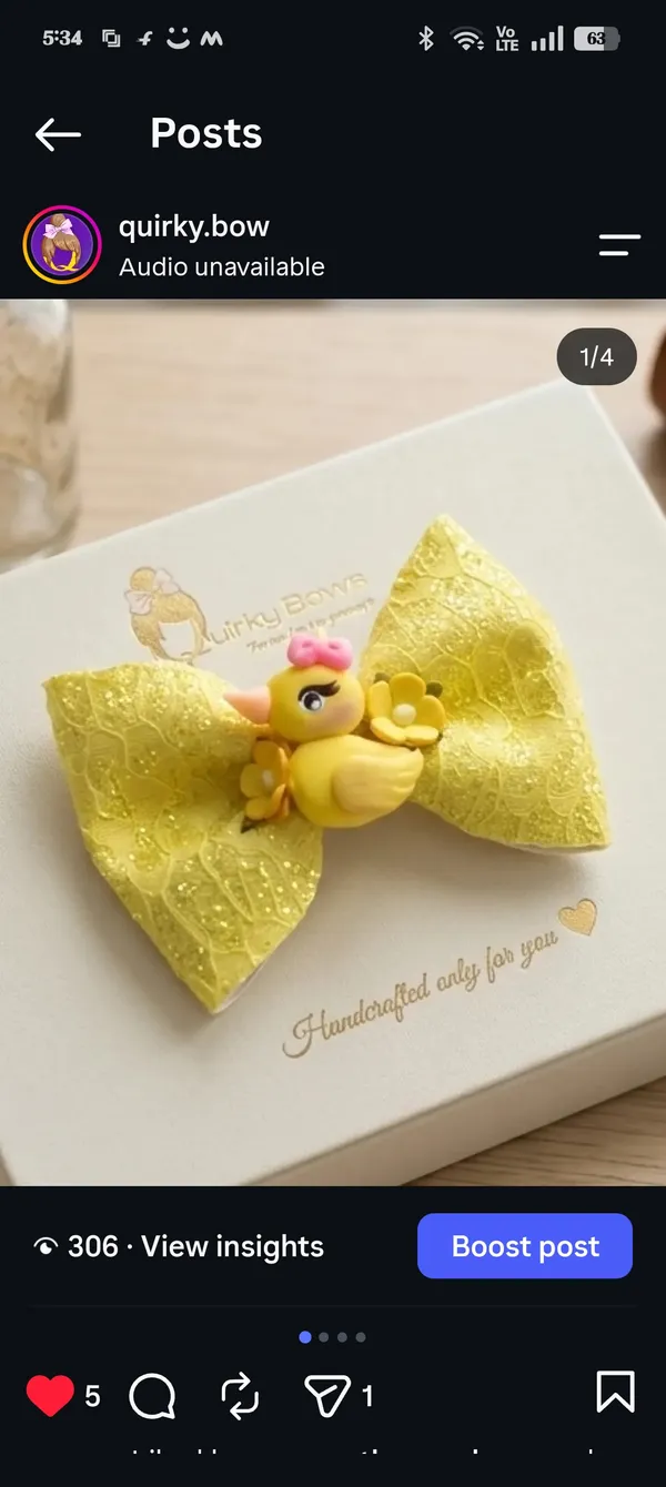 Yellow_Glitter_Duck_Embellished_Bow_Hair_Clip_For_Kids