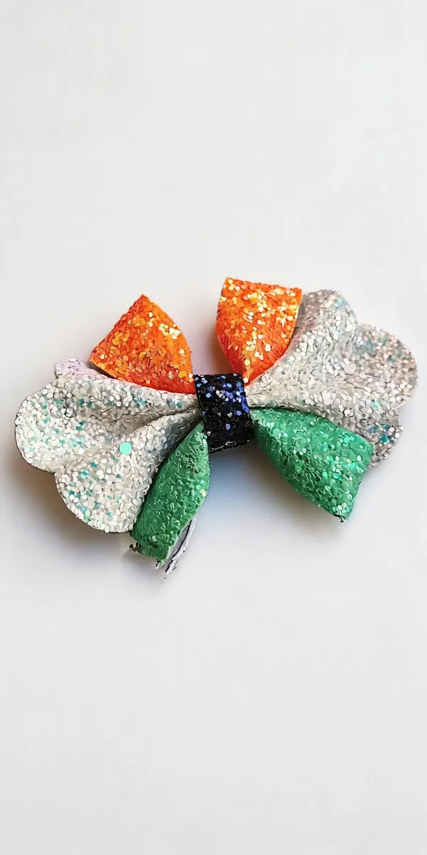Tricolour_Sequin_Layered_Hair_Bow_For_Kids
