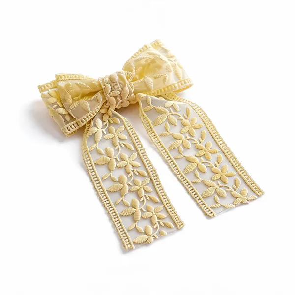Cream_Lace_Floral_Embroidered_Bow_Hair_Accessory_For_Girls