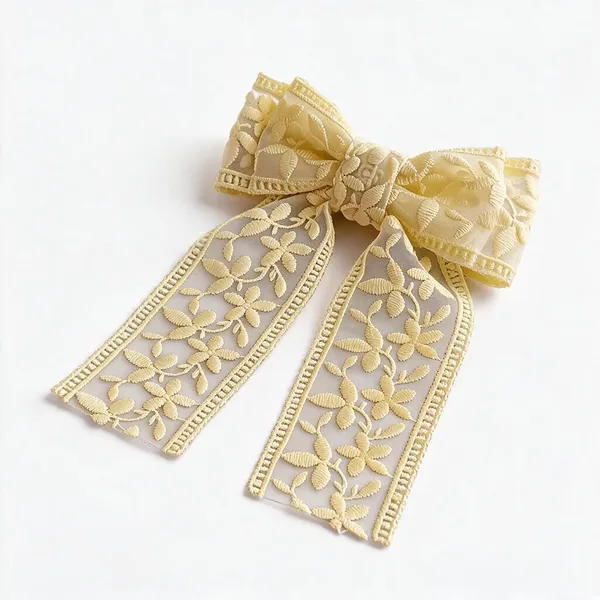 Cream_Lace_Floral_Embroidered_Bow_Hair_Accessory_For_Girls