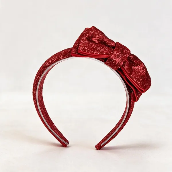 Red_Polyester_Glitter_Bow_Headband_For_Girls