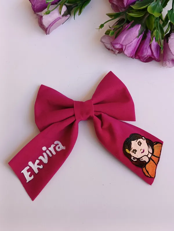 Pink_Satin_Personalised_Name_Hair_Bow_For_Girls