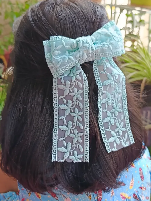 Blue_Lace_Embroidered_Bow_Hair_Clip_For_Girls