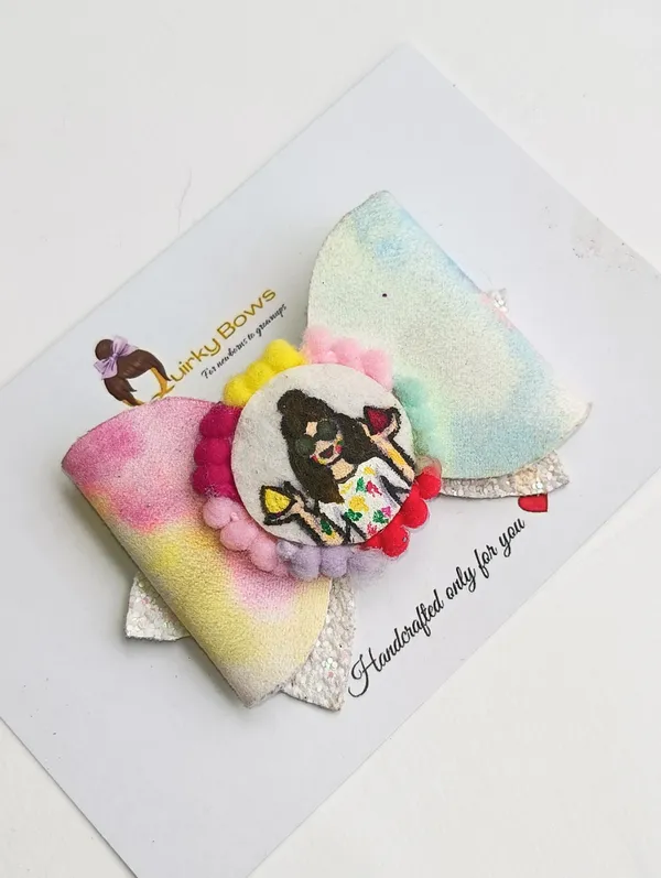 Multicolor_Glitter_Pom_Pom_Bow_Hair_Clips_For_Kids