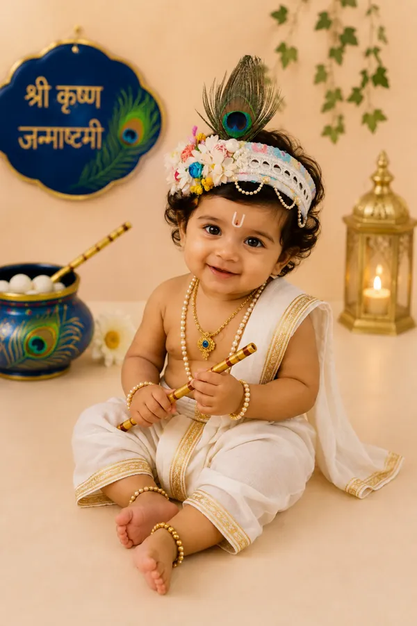 White_Sequin_Traditional_Krishna_Costume_For_Kids