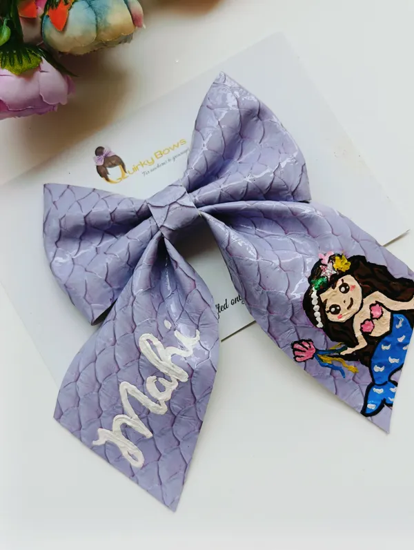Lavender_Leather_Quilted_Bow_Hair_Accessory_For_Girls